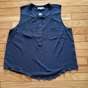 NWT LOFT Plus Size 24 Gray Sleeveless Button-Front Blouse Summer Workwear